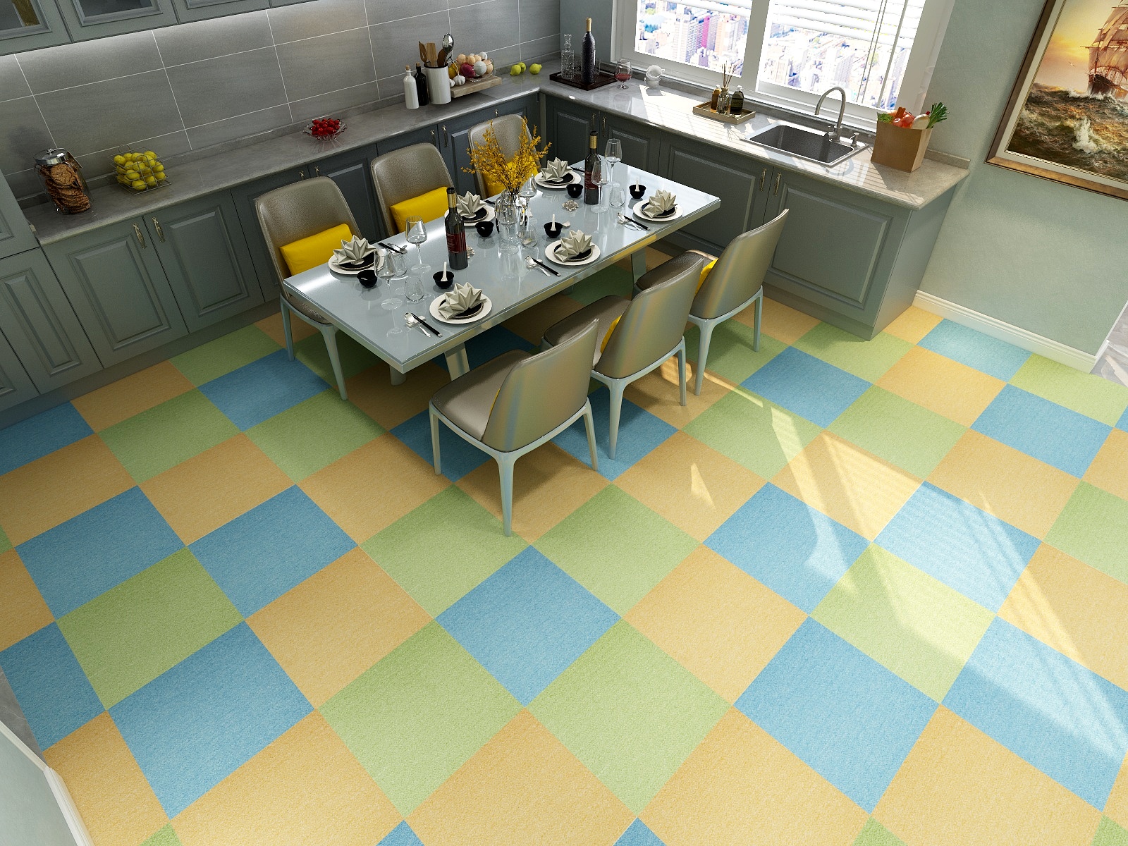  pure-colour-carpet-tiles product-details magic-cube-008-green-50x50cm-model-fct-1951Magic-Cube-300-layout-1