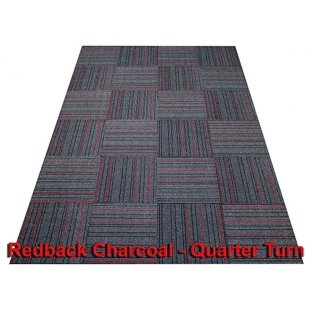  carpet-tiles product-details redback-charcoal-charcoal-black-silver-grey-bold-red-stripe-highlight-model:cpt-366carpet-tiles-redback-charcoal-6w