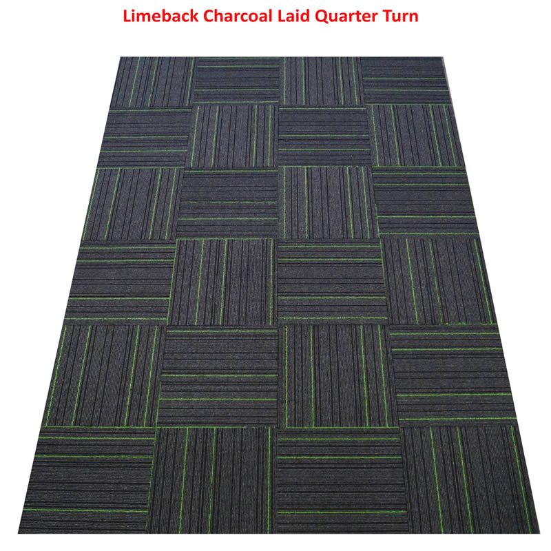  carpet-tiles product-details Limeback-Charcoal-Charcoal-Black-Silver-Grey-Bold-Lime-Stripe-Highlight-model-cpt-898carpet-tiles-pattern-Limebac-charcoal-laid-Quarte-turn-BEw